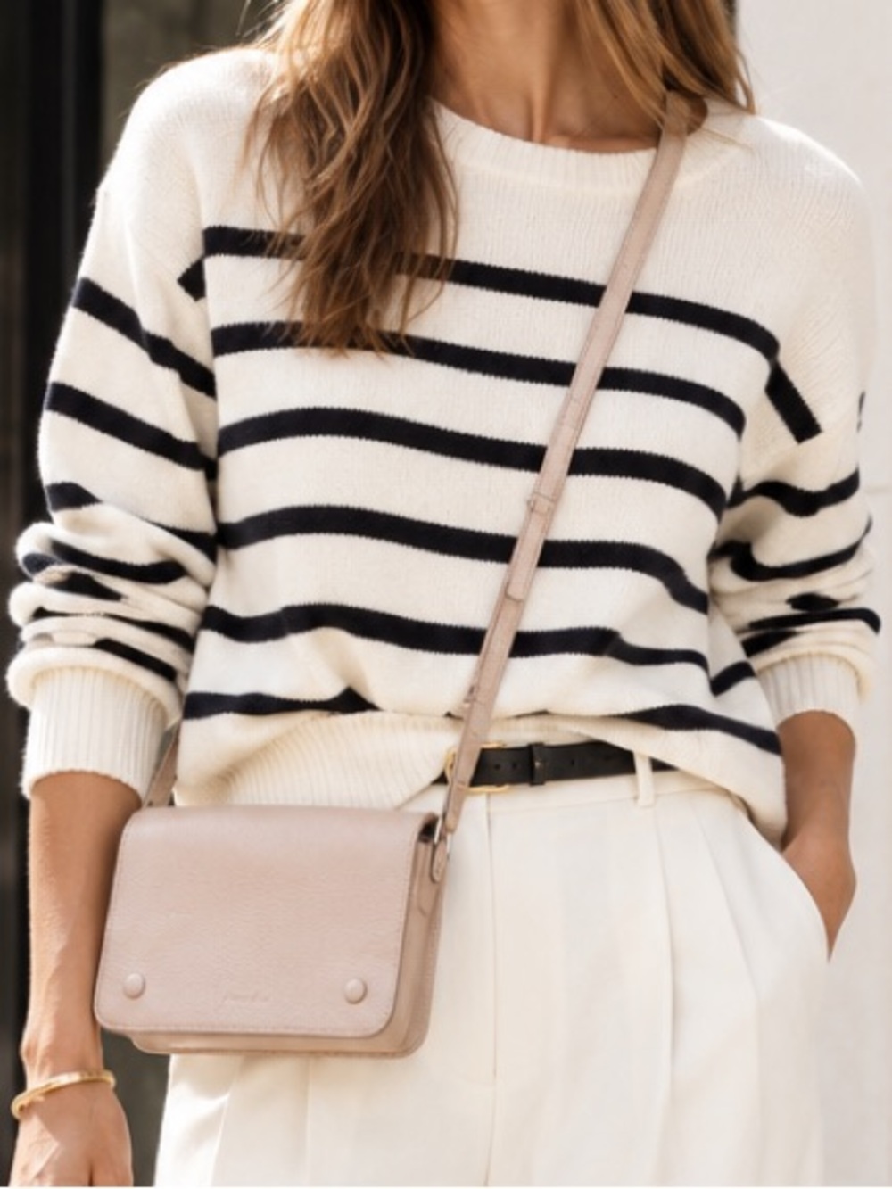 Steven Alan pebbled leather pink crossbody purse small zippered bag clutch nude